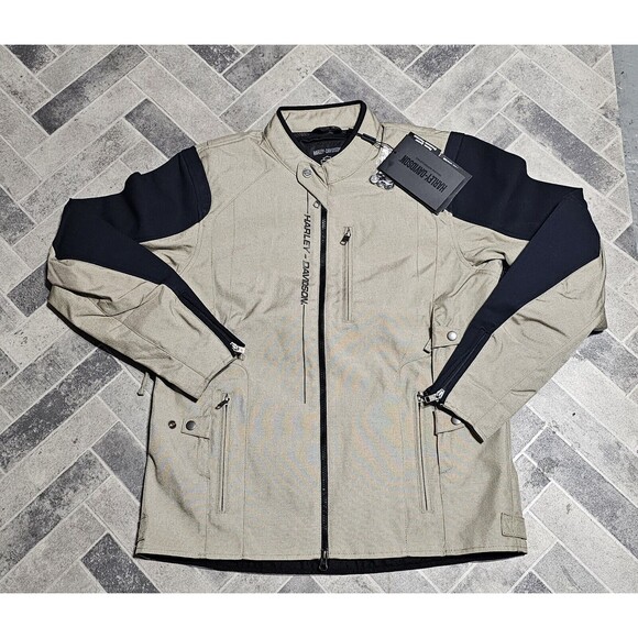 NWT $300.00 Harley-Davidson Mens Piledriver 2.0 Snaptab Textile Jacket Tan LARGE - Picture 14 of 16